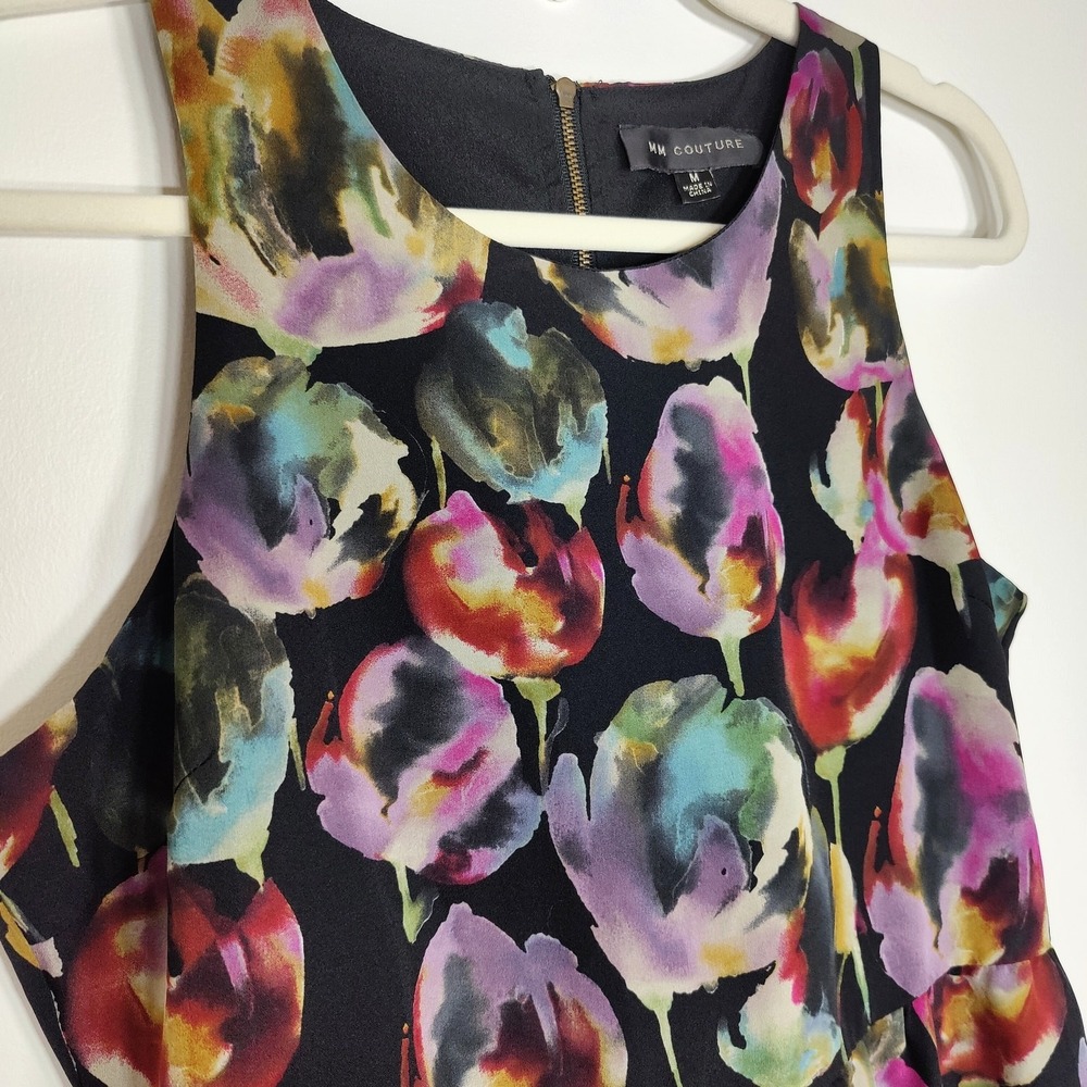 MM Couture Dark Floral Fit & Flare Dress Sleeveless Black M Dark Fairy Grunge - Picture 3 of 8